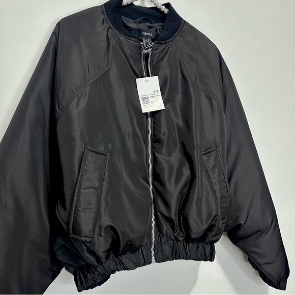 Forever 21 Black Crop Bomber Jacket - Picture 7 of 13